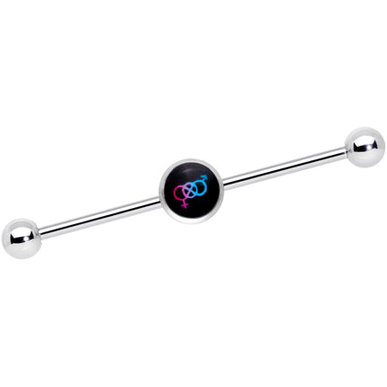 14G Pink Purple Blue Bisexual Pride Logo Industrial Barbell 38mm