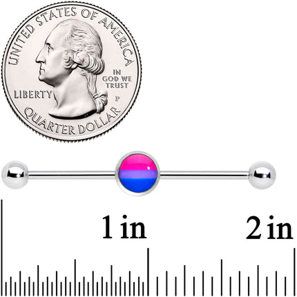 14G Pink Purple Blue Bisexual Pride Industrial Barbell 38mm