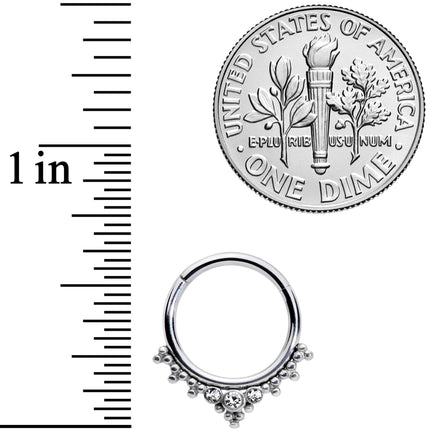 16G 3/8 Clear CZ Gem Triad Hinged Segment Ring