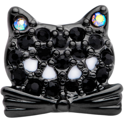 16G 1/4 Black Aurora Gem Crafty Kitty Cat Cartilage Tragus Earring