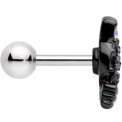 16G 1/4 Black Aurora Gem Crafty Kitty Cat Cartilage Tragus Earring