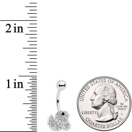 Clear Black Gem Ducky Belly Ring