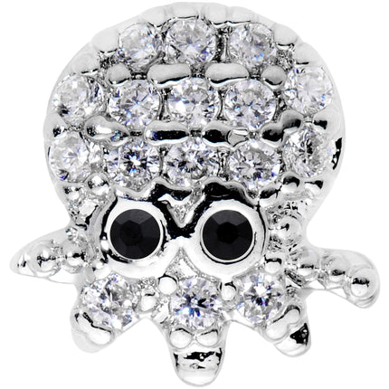 16G 1/4 Clear Black CZ Gem Nautical Octopus Cartilage Tragus