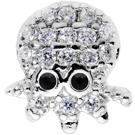 16G 5/16 Clear Black CZ Gem Octopus Internally Threaded Labret