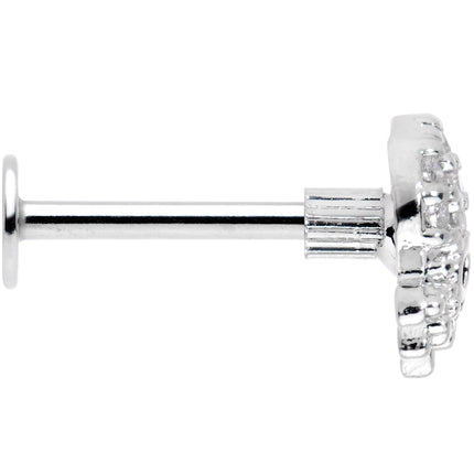 16G 5/16 Clear Black CZ Gem Octopus Internally Threaded Labret