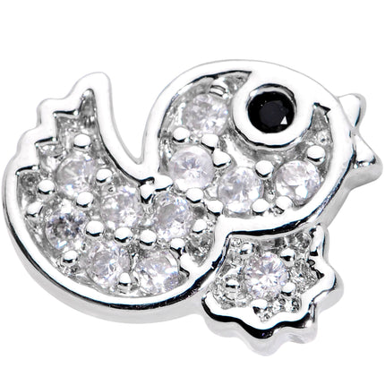 16G 5/16 Clear Black CZ Gem Ducky Internally Threaded Labret