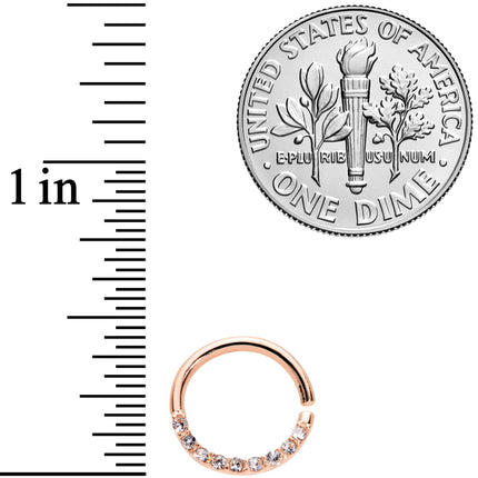 16G 5/16 Clear Gem Rose Gold Tone Elegance Seamless Circular Ring