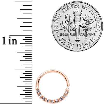 16G 3/8 Clear Gem Rose Gold Tone Elegance Seamless Circular Ring