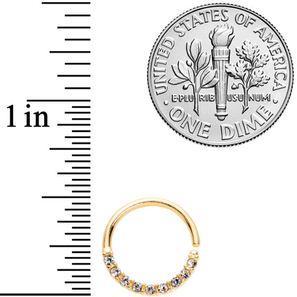 16G 3/8 Clear Gem Gold Tone Simple Elegance Seamless Circular Ring