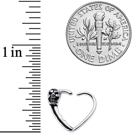 16G 3/8 Halloween Skull Valentine Heart Right Ear Closure Ring