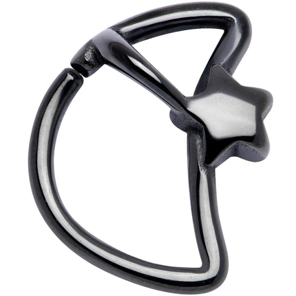 16G 5/16 Black Crescent Moon Shooting Star Closure Ring