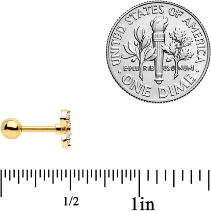 16G 1/4 Clear CZ Gem Gold Tone Moon Cartilage Tragus Set of 3