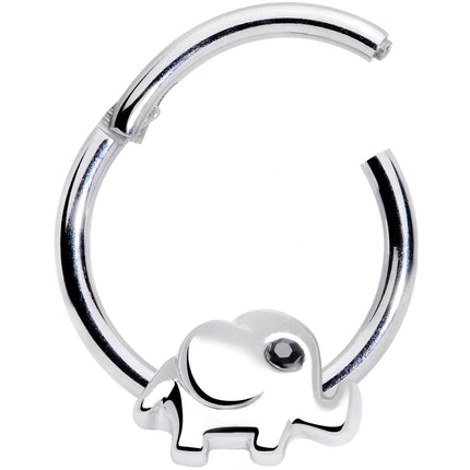 16G 3/8 Black Gem Baby Elephant Hinged Segment Ring