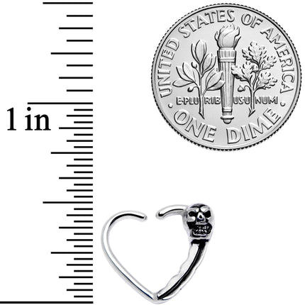 16G 3/8 Love Heart Scary Skull Left Ear Closure Ring