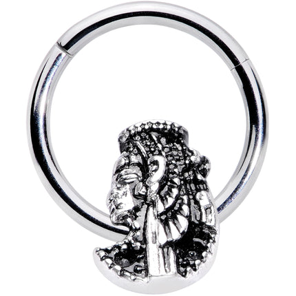 16G 3/8 Egypt Cleopatra Anubis Hinged Segment Ring