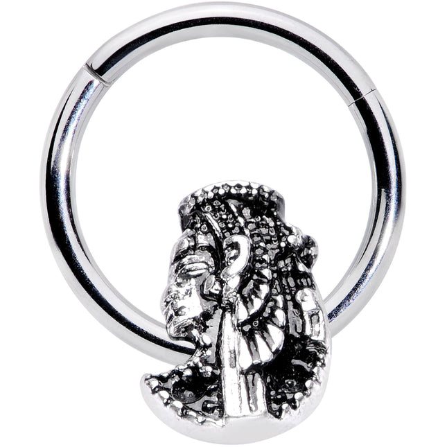 16G 3/8 Egypt Cleopatra Anubis Hinged Segment Ring