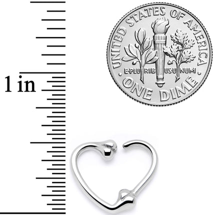 16G 3/8 Bone Heart Right Ear Closure Ring