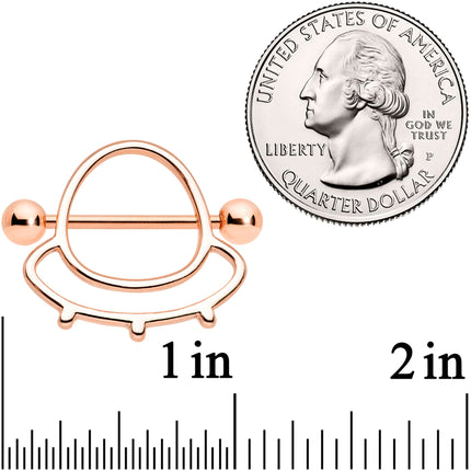 14G 9/16 Rose Gold Tone Outer Space UFO Nipple Shield Set