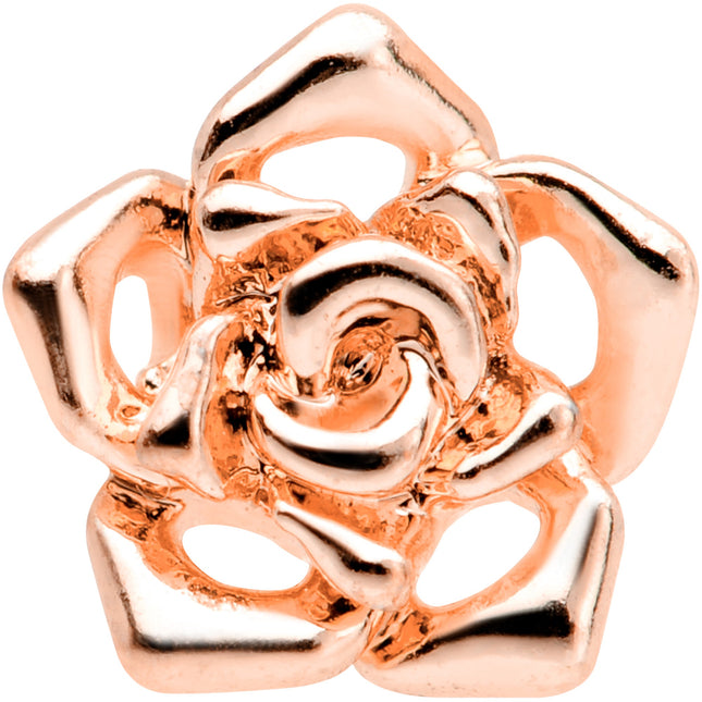 16G 1/4 Rose Gold Tone Rose Flower Cartilage Tragus Earring
