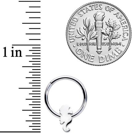 16G 3/8 Steel Nautical Seahorse Hinged Segment Ring