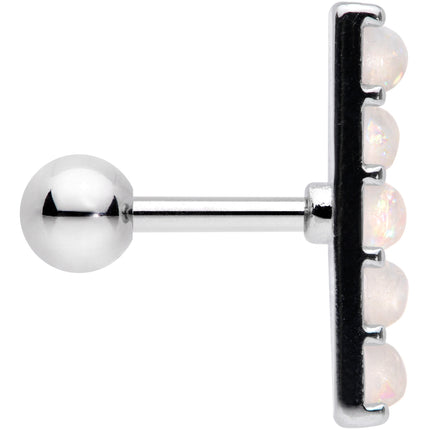 16G 1/4 White Faux Opal Quintuplet Cartilage Tragus Earring