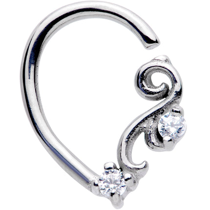 16G 3/8 Clear CZ Gem Half Left Right Ear Closure Ring