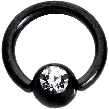 16G 1/4 Clear Gem Black BCR Captive Ring