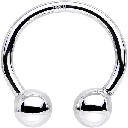 14G 1/2 Solid 14K White Gold Horseshoe Circular Barbell