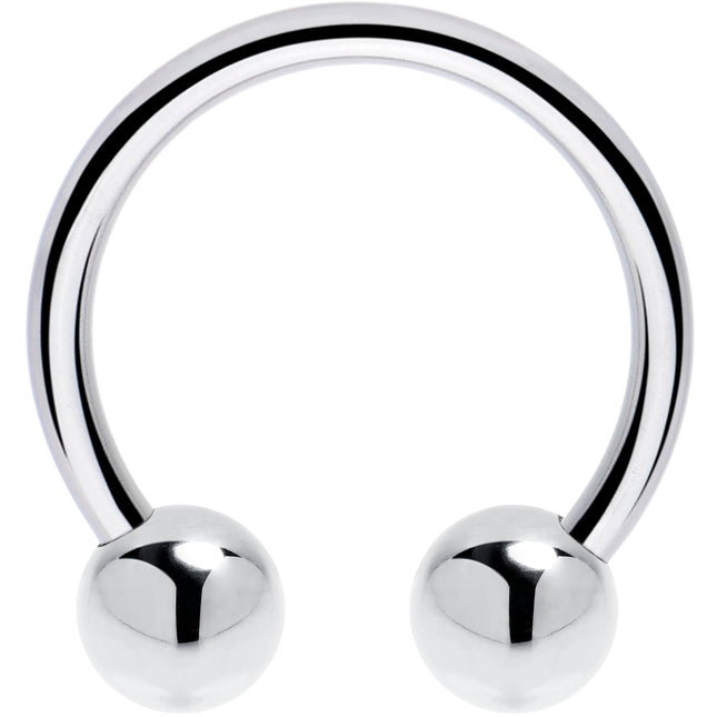 16G 1/2 Solid 14K White Gold Horseshoe Circular Barbell