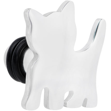 Steel Cat Lover Kitty Cat Single Flare Plug Set 14G to 0G