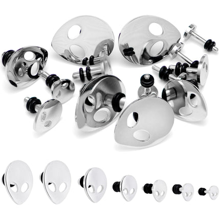 Steel Space Alien Single Flare Plug Set 14G to 2G