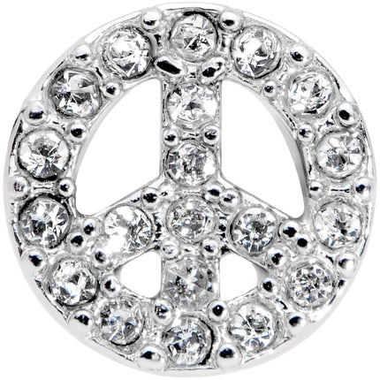 16G 3/8 Clear Gem Retro Peace Sign Labret Monroe Tragus