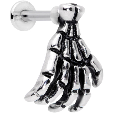 16G 1/4 Spooky Skeleton Hand Halloween Labret Monroe Tragus