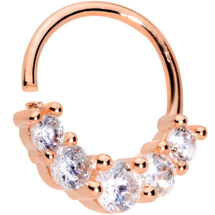 16G 3/8 Clear CZ Gem Cluster Rose Gold Tone Closure Ring