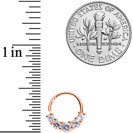 16G 3/8 Clear CZ Gem Cluster Rose Gold Tone Closure Ring