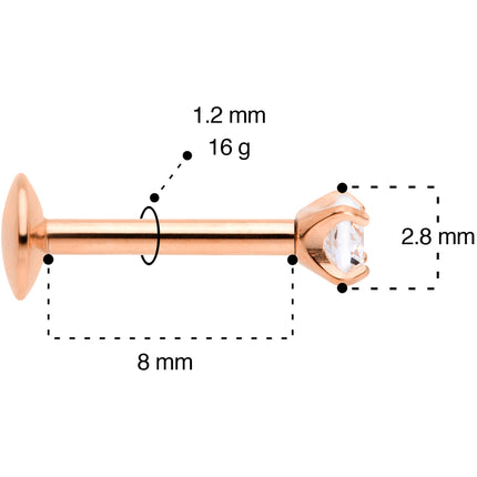 16G 5/16 3mm CZ Rosy G23 Titanium Internally Threaded Labret