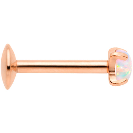 16G 5/16 3mm Syn Opal Rose Gold G23 Titanium Internal Thread Labret