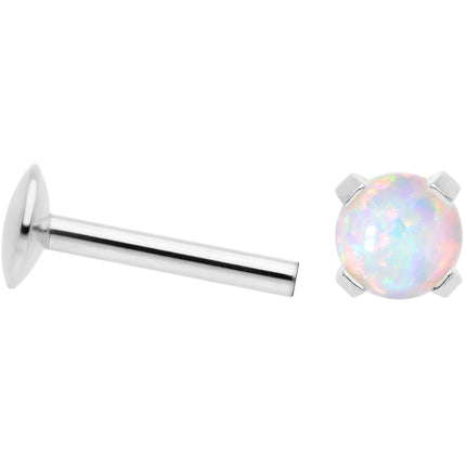 16G 5/16 4mm White Syn Opal G23 Titanium Internal Thread Labret
