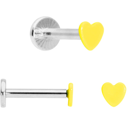 16G 5/16 Blue Pink Yellow Glow Heart Labret Set of 3