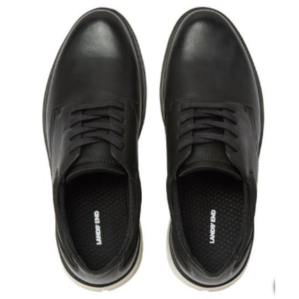 New In Box Lands End Mens Size 10 Black Faux Leather Lace Up Sport Oxford Shoes