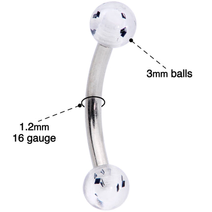 16G 5/16 Black Splatter Curved Eyebrow Ring