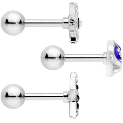 16G 1/4 Clear Black Gem Planet Stars Cartilage Tragus Set of 3