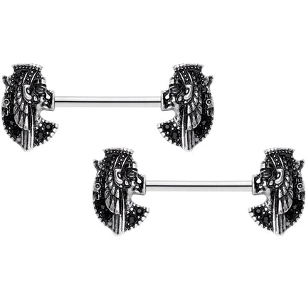 14G 9/16 Grand Ruler Anubis Egyptian Nipple Ring Set