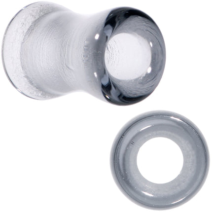 Translucent Black Glass Tunnel Plug Set 2G to 1 Inch