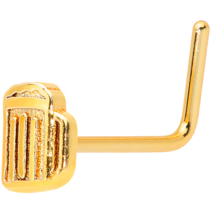 22G 5/16 Gold Tone Happy Hour Beer Mug L Shaped Nose Ring