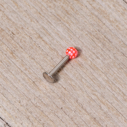 16G 1/4 Pink Polka Dot UV Reactive Acrylic Ball Labret Tragus