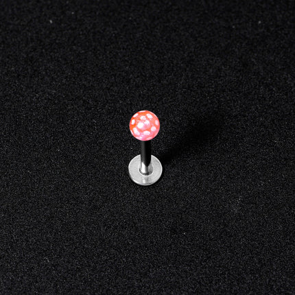16G 1/4 Pink Polka Dot UV Reactive Acrylic Ball Labret Tragus