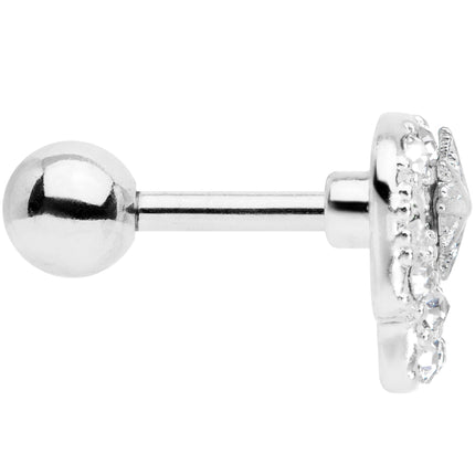 16G 1/4 Clear Gem Star Skull Cartilage Tragus Earring