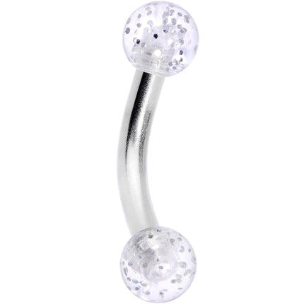 14G 5/16 Clear Speckled Acrylic End Curved Eyebrow Ring
