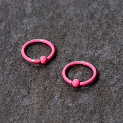 16G 3/8 Pink Glow in the Dark BCR Captive Ring Set of 2